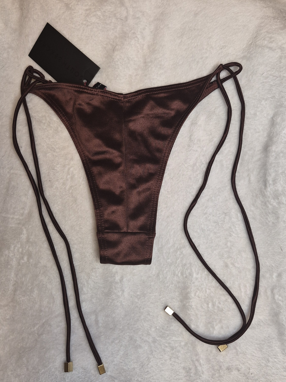 South Beach Satin Brown Tie-Side Bikini Bottom
